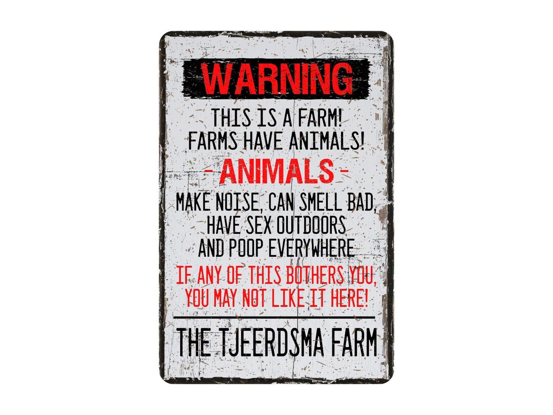 Funny Farming Metal Sign, Warning This is a Farm, Rustic Farmhouse ...
