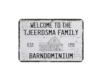 Welcome To The Barndominium Metal Sign, Custom Personalized Barndo Wall Decor, Rustic Farmhouse Style With EST Year, 12"x8"