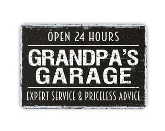 Grandpa's Garage Metal Sign, Open 24 Hours Service And Repair Sign, Modern Wall Man Cave Room Garage Decor, Sign For Auto Owners, 12"x8"