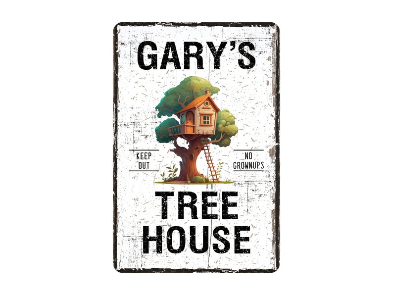 Treehousekeep Out Sign Custom Tree House Sign, Personalized Kids Treehouse Distressed Metal ...
