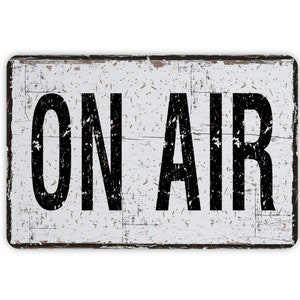 Podcaster On Air Sign, Contemporary Modern Farmhouse Style Metal Wall Decor, Custom Gift For Streamers, 12&quot; x 8&quot;