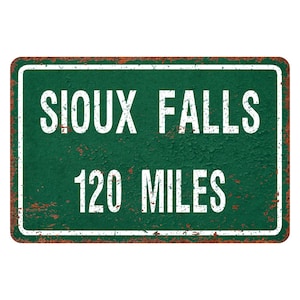 Vintage Style Personalized Highway Distance Metal Sign To Custom Location, Vintage Novelty Gift, Personalized Location and Miles, 12&quot;x8&quot;