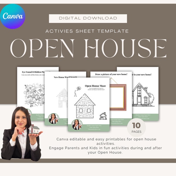 10 Open House Activities for Real Estate Agents | Open House Activities Sheet For Kids | Editable House Coloring Sheets | Realtor Open House