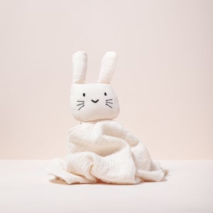 Personalised - Organic Cotton - Bunny Cuddle Blanket - New Born Cuddle Toy - Dou Dou - Newborn Gift - Baby Shower Gift