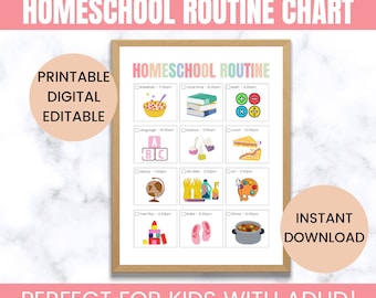 Homeschool Visual Schedule, Kids Daily Checklist, Montessori Routine, ADHD Homeschool Routine, Daily Rhythm Tracker, Responsibility Chart