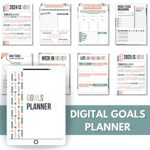 Digital 90-Day Goal Setting Planner, Goal Tracker Journal, Goals Workbook, Monthly Yearly Goals, SMART Goal Setting, Goal Planner Bundle