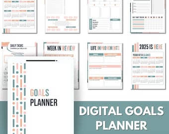 Digital 90-Day Goal Setting Planner, Goal Tracker Journal, Goals Workbook, Monthly Yearly Goals, SMART Goal Setting, Goal Planner Bundle