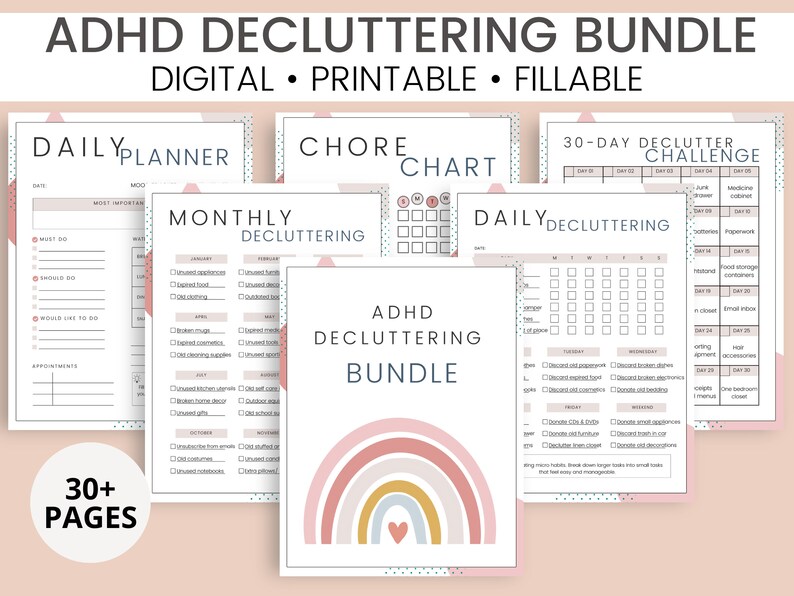ADHD Decluttering Checklists 30 Day Decluttering Challenge image 1