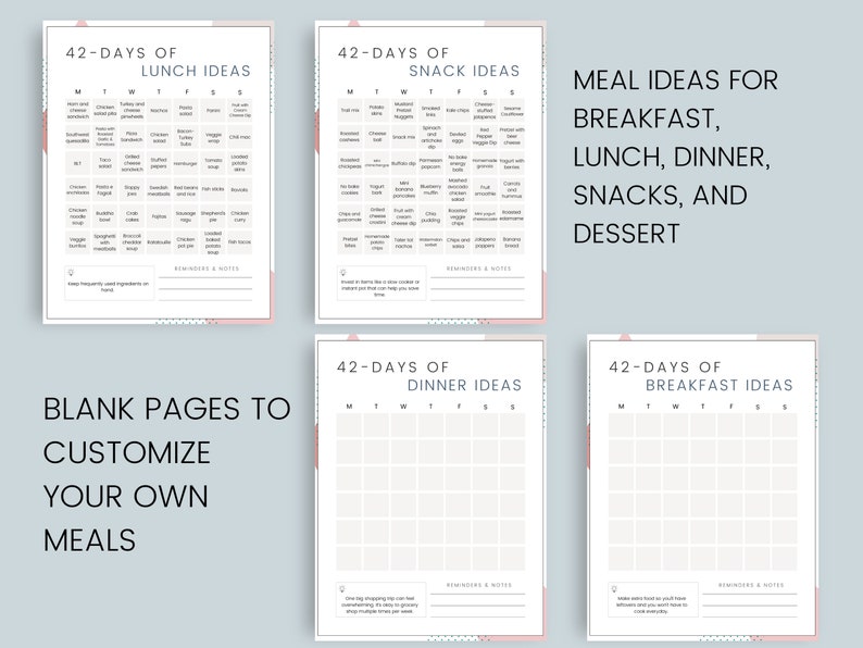 ADHD monthly meal planner printable, Daily meal tracker, Food journal, Food diary, Fitness planner, Kitchen inventory, Weight loss planner image 4