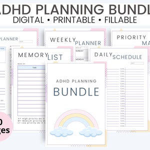 ADHD daily planner, Weekly planner printable, Hourly planner, To do list template, Undated planner inserts, ADHD digital planner, Minimalist