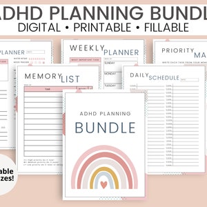 ADHD daily planner, Weekly planner printable, Hourly planner, To do list template, Undated planner inserts, ADHD digital planner, Minimalist