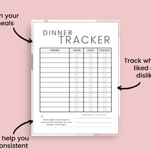 ADHD monthly meal planner printable Daily meal tracker Food image 3