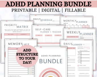 ADHD Daily Planner, ADHD organization, Time blocking template, ADHD to do list, Daily schedule, Digital planner insert, Productivity Planner
