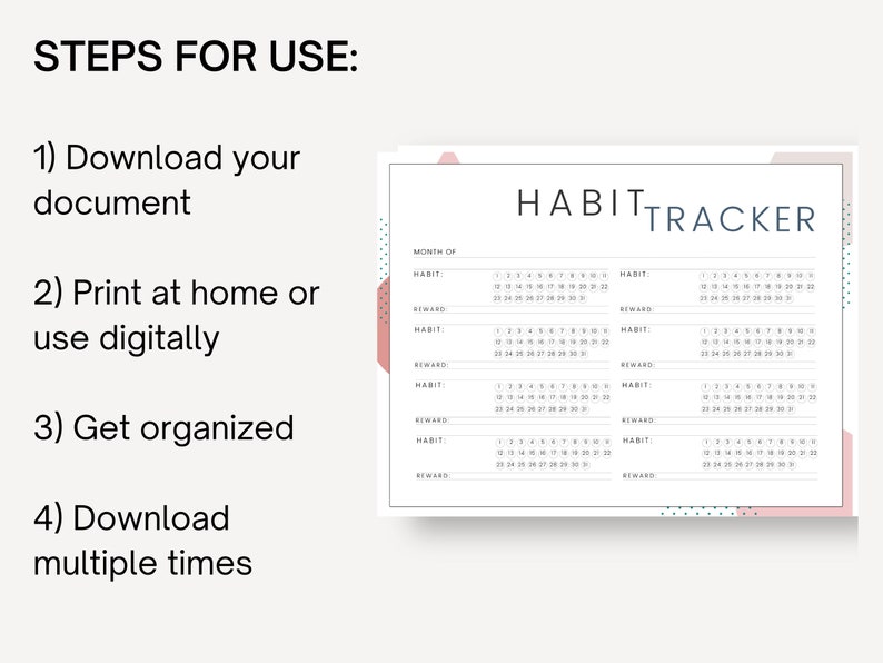 ADHD Monthly Habit Tracker Printable, Daily Habit Tracker Template ...