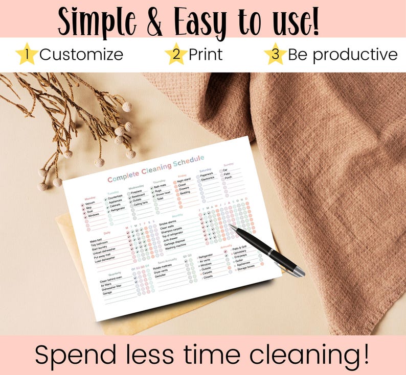 editable cleaning checklist; fillable cleaning checklist; daily cleaning checklist; monthly cleaning checklist; quarterly cleaning checklist; annually cleaning checklist
