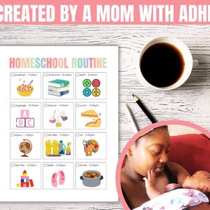 Homeschool Visual Schedule, Kids Daily Checklist, Montessori Routine, ADHD Homeschool Routine, Daily Rhythm Tracker, Responsibility Chart image 5