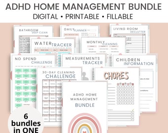ADHD Home Management Binder, ADHD Organization, Household Planner Printables, ADHD Planner Adults, Life Organizer, Adhd Digital Planner