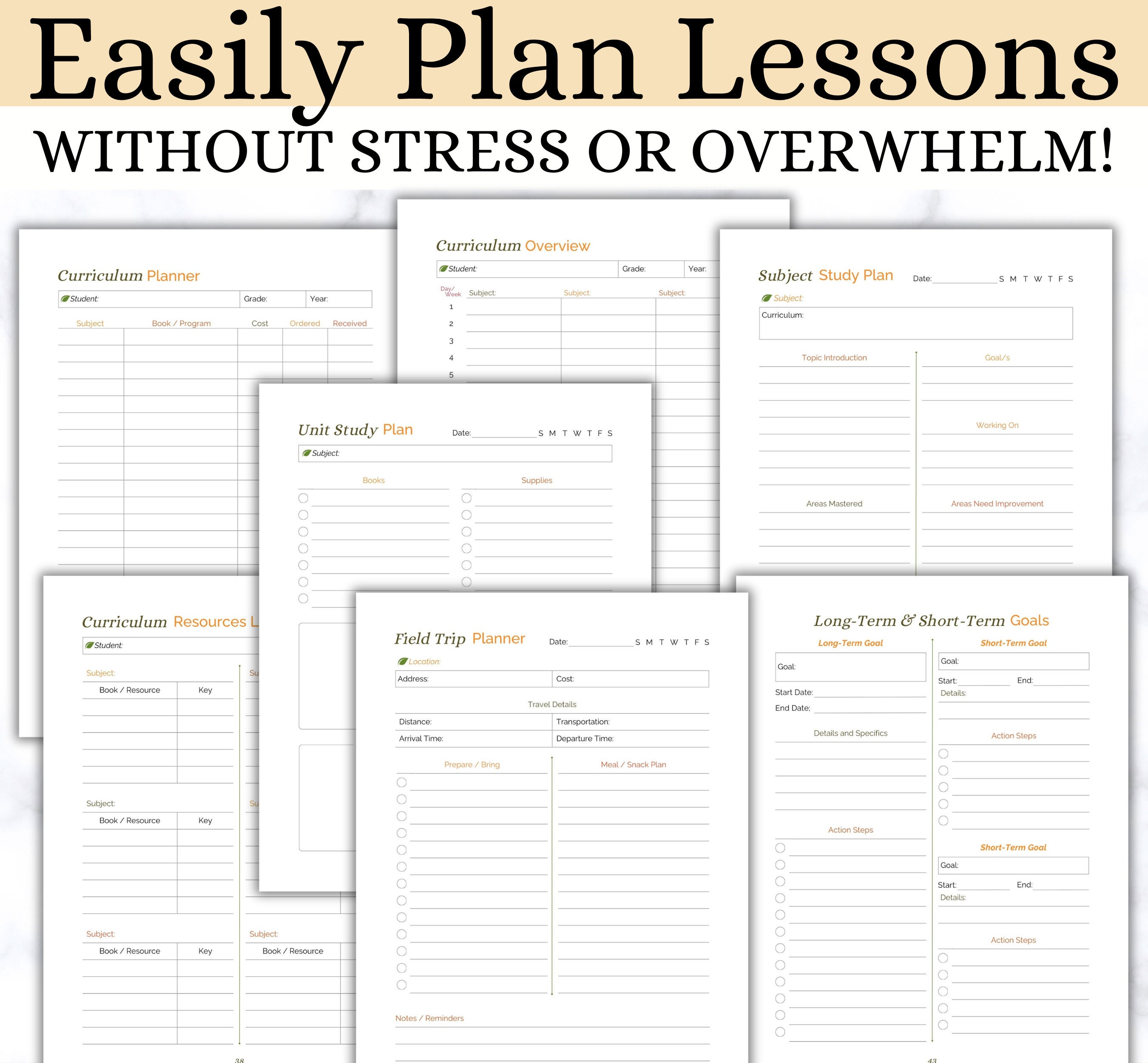Homeschool Planner Printable Bundle, Homeschool Lesson Planner ...