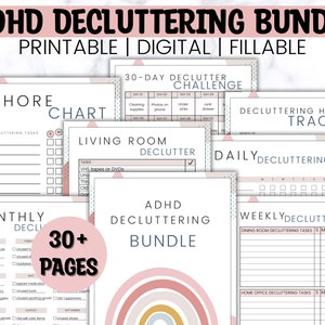 ADHD Decluttering Checklists, 30 Day Decluttering Challenge, Home Decluttering List, Decluttering Planner Printable, Decluttering Tracker