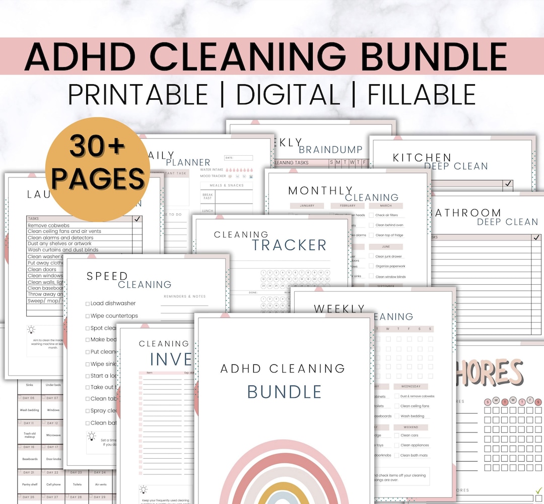 ADHD Cleaning Checklists, Weekly House Chores, Clean Home Routine ...