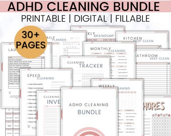 ADHD-reinigingschecklists, wekelijkse huishoudelijke taken, schoonmaakroutine thuis, maandelijkse schoonmaaklijst, afdrukbare schoonmaakplanner, schema voor volwassenen