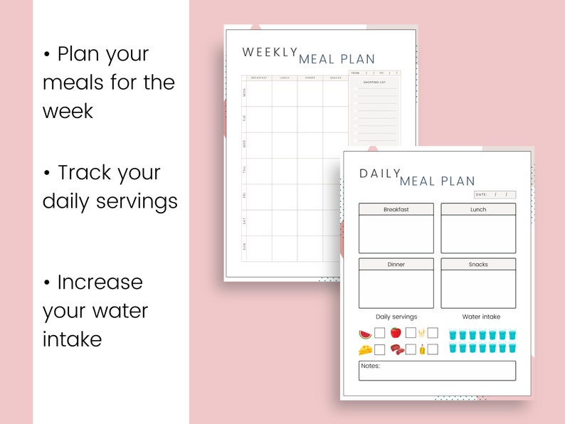 ADHD monthly meal planner printable, Daily meal tracker, Food journal, Food diary, Fitness planner, Kitchen inventory, Weight loss planner image 5