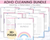 ADHD / Neurodivergent Cleaning Checklists, Weekly House Chores, Clean Home Routine, Monthly Cleaning List, Printable Home Cleaning Planner