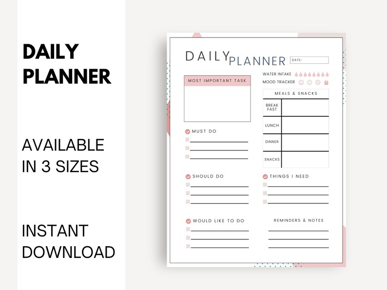 24 Hour Daily Planner Printable, Daily To-do List, Half Hour Planner ...