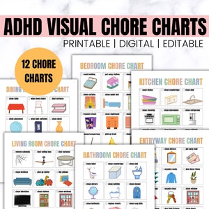 ADHS Reinigungskarten, Erwachsenen-Chart-Diagramm, Zimmerreinigungskarten, Master-Reinigungscheckliste, tägliche ADHS-Reinigungscheckliste, Haushaltsführung