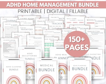 ADHD Home Management Binder, ADHD organisatie, huishoudelijke planner printables, ADHD planner volwassenen, Life Organizer, ADHD digitale planner