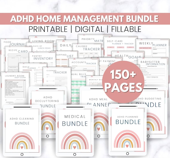 ADHD Home Management Binder, ADHD Organization, Household Planner Printables, ADHD Planner Adults, Life Organizer, Adhd Digital Planner
