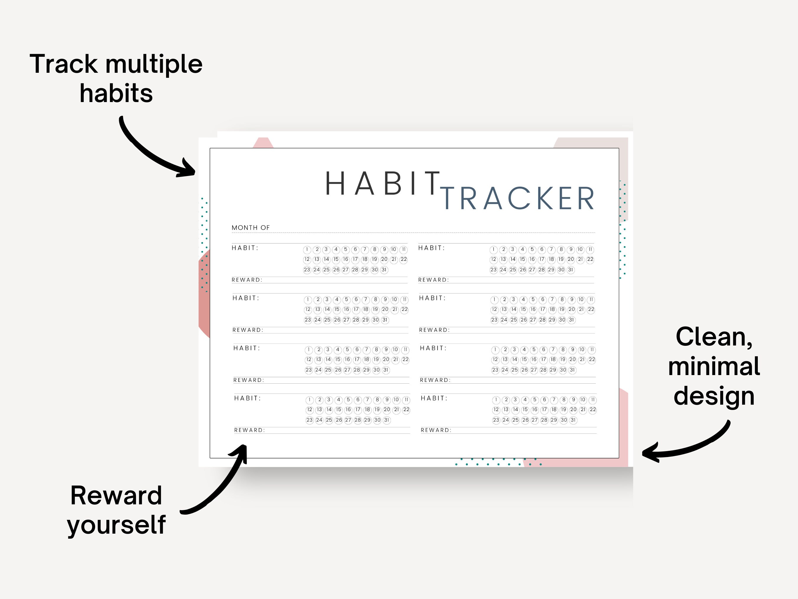 ADHD Monthly Habit Tracker Printable, Daily Habit Tracker Template ...