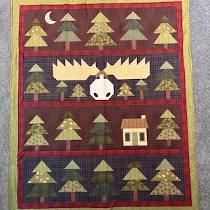 Moose In the Woods Quilted Wall Hanging