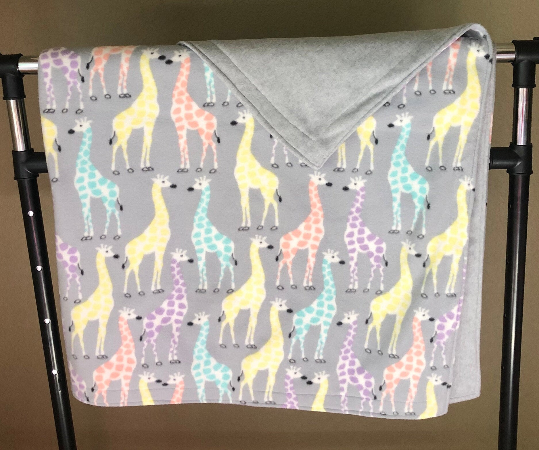 Colorful Giraffe Fleece Blanket Etsy