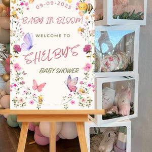 Wildflower Baby Shower Welcome Sign: Editable Canva Template (Digital Download