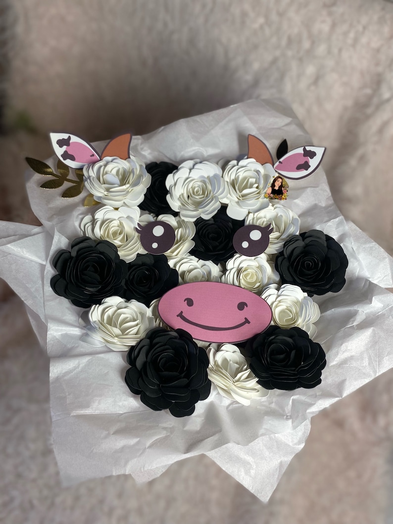 Ramo Moooochon Paper Flower Bouquet Flower Bouquet Cow Etsy