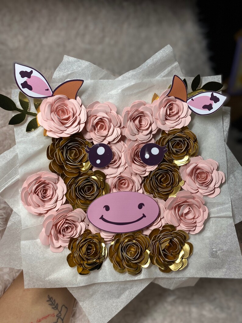 Ramo Moooochon Paper Flower Bouquet Flower Bouquet Cow Etsy