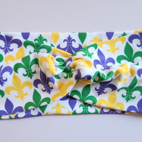 mardi gras knotted headband