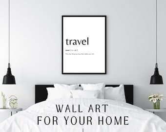 Travel Definition, Printable Wall Art, Travel Gift, Definition Print, Instant Download, Travel Quote, Digital Download