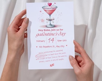 Galentine's Day Party Invitation Template, Girly Galentine's Invite, Galentine Invite with Bows, Galentine's Girls Night, Whimsical Invite