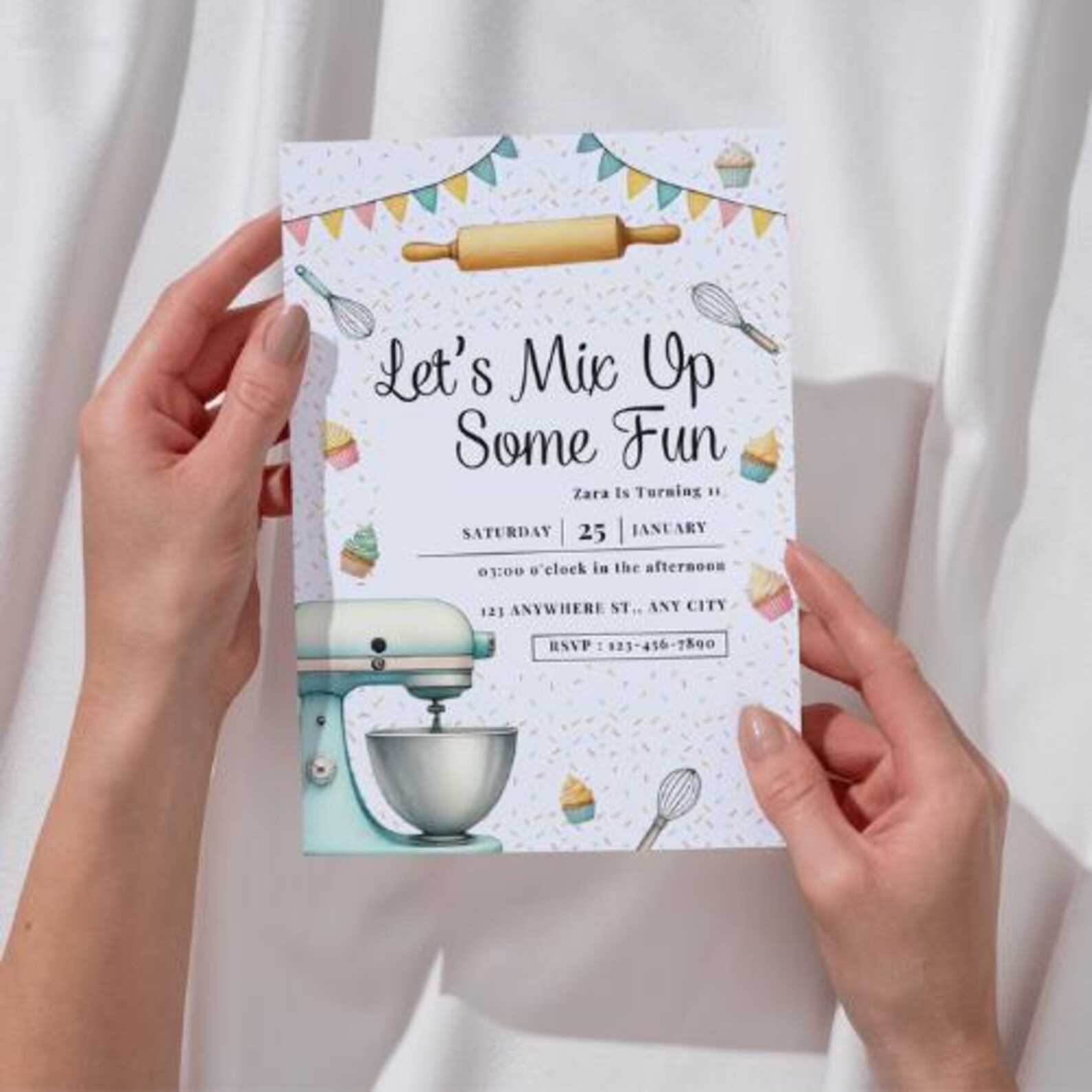 Editable Baking Birthday Party Invitation Kids Cooking Birthday Girl ...