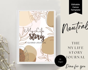 Life Story Journal, Achievement Journal, Bucket List Journal, Guided Prompts, Life Coaching, Life Story Canva Template, Life Story Book