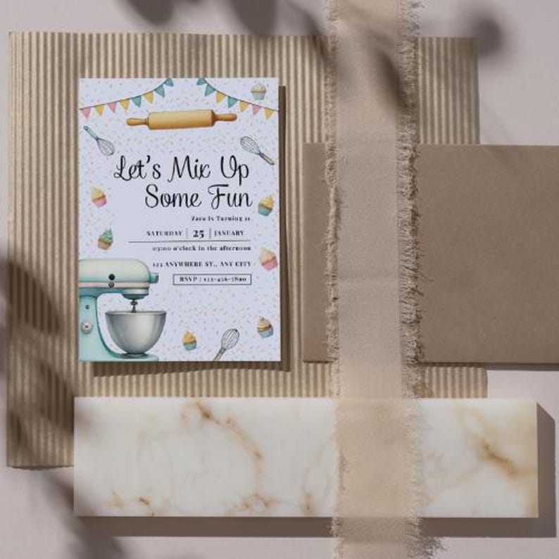 Editable Baking Birthday Party Invitation Kids Cooking Birthday Girl ...