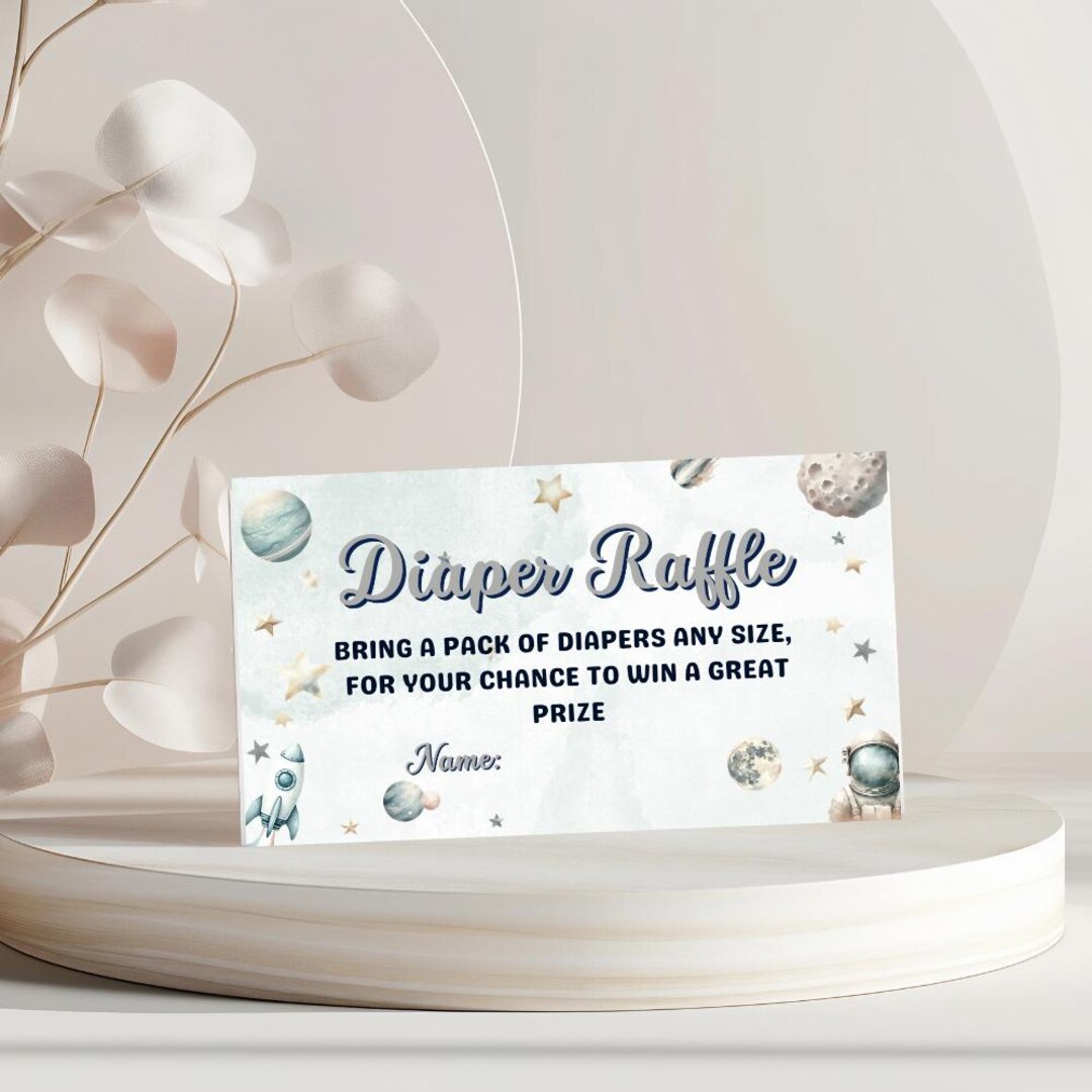 Editable Outer Space Diaper Raffle Ticket Space Baby Shower Astronaut ...