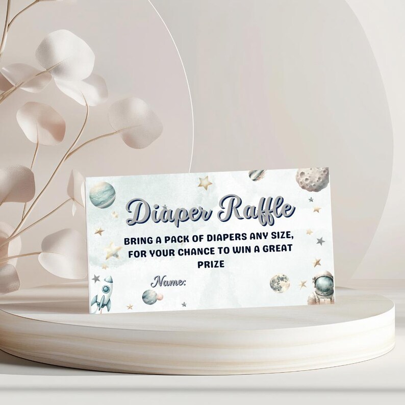 Space Theme Raffle Editable Outer Space Diaper Raffle Ticket Space Baby Shower Astronaut ...