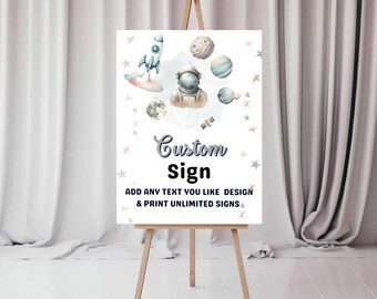 Editable Custom Sign Space Birthday Sign Galaxy Birthday Outer Space Party Decor Boy Astronaut Planets 8x10 Download PRINTABLE Canva 1001