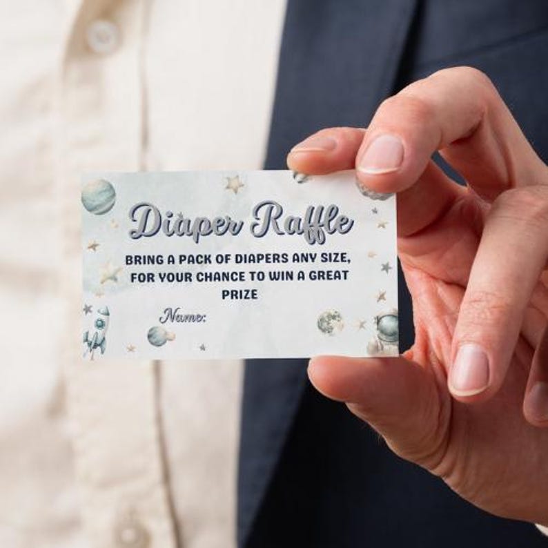 Editable Outer Space Diaper Raffle Ticket Space Baby Shower Astronaut ...