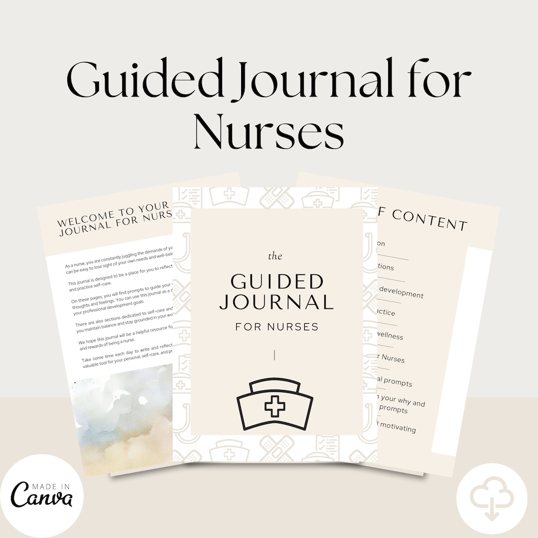 Nurse Journal Canva Template Nurse Guided Journal Editable Guided