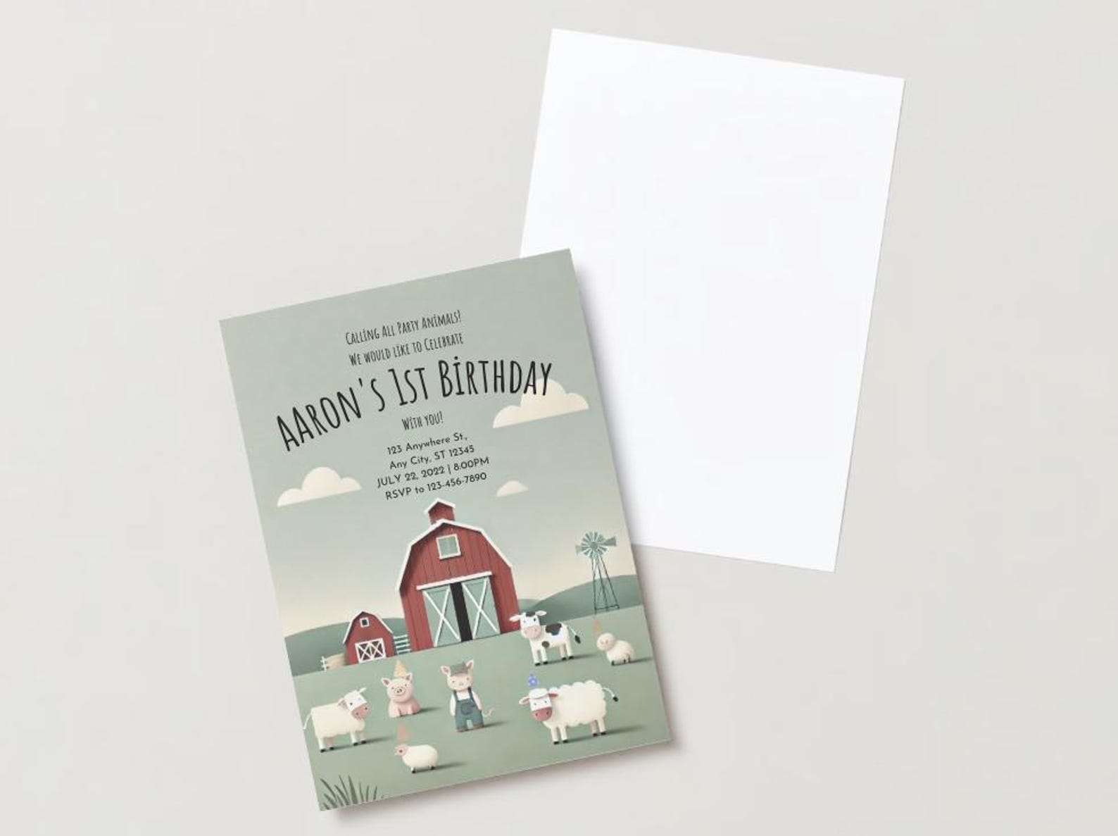 Editable Farm Animals Birthday Invitation Boy Farm Barnyard First ...