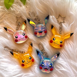 Assorted Pika Head Keychains | HANDMADE Variety Pocket Monster Kawaii Anime Manga Nerdy Gamer Girls Boys Keychain Keyring Gift